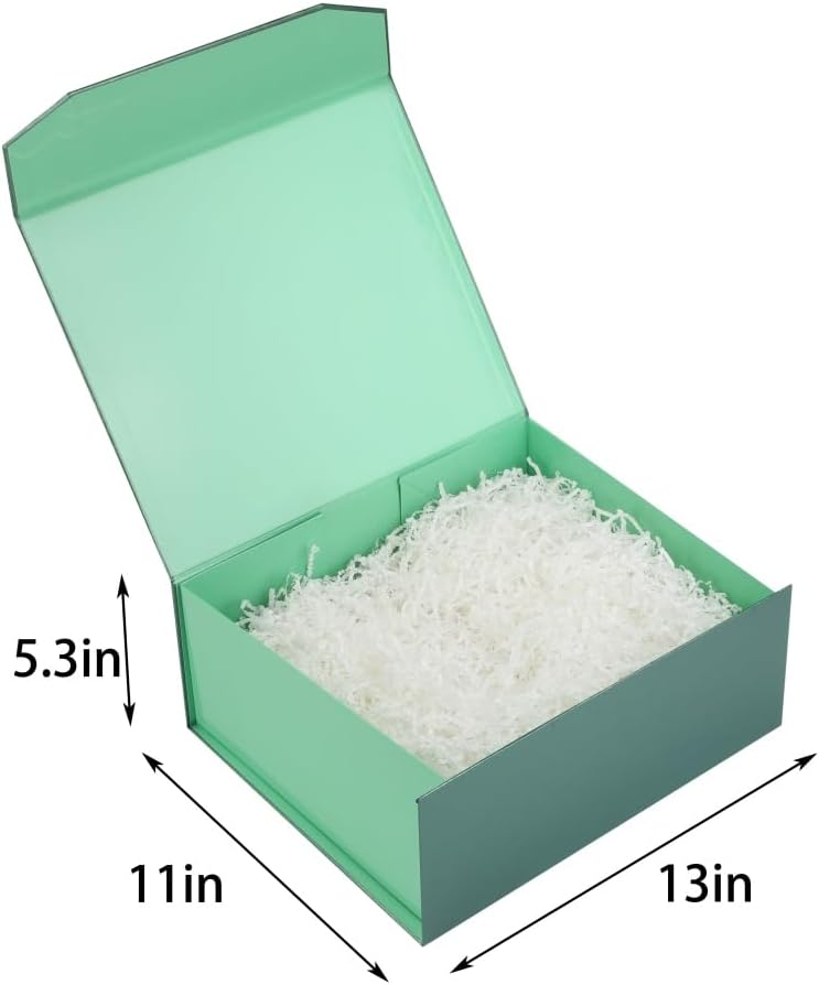 Green Large Magnetic Gift Box with Lid 13x11x5.3 In 1 Pack