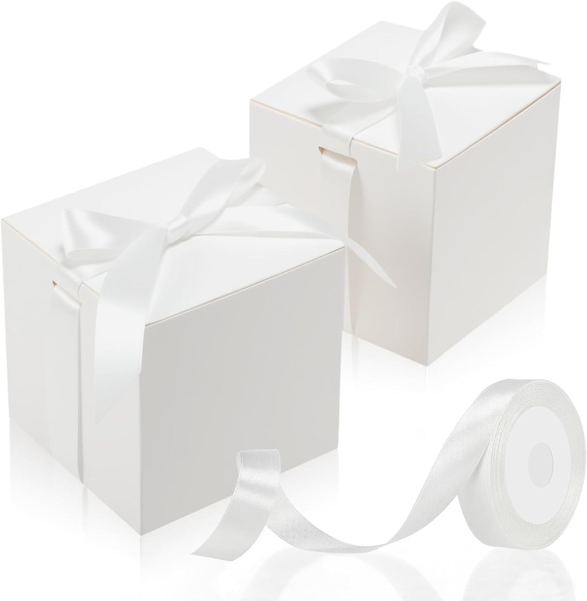 48 Pcs Wedding Gift Boxes with Lids Ribbon,White,2 Inch