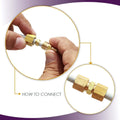 Ice Maker Water Line Brass Compression Tube Fitting, Union, 3/8” OD x 3/8” OD, 2 Pack