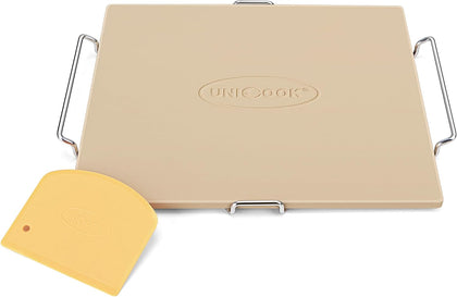 16 x 14 Inch Pizza Stone for Oven and Grill, Comes with Carry Rack