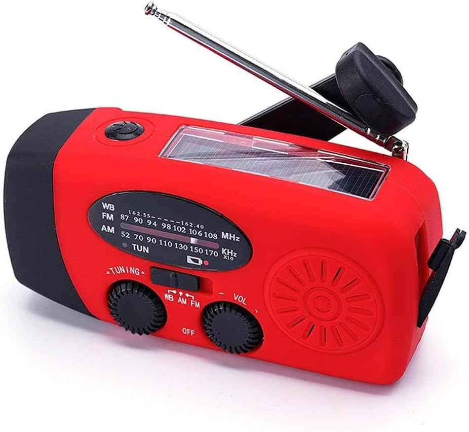 FM/AM/NOAA Weather Radio Hand Crank Self Powered Solar Portable Mini Emergency Survival Radios with 3 LED Super