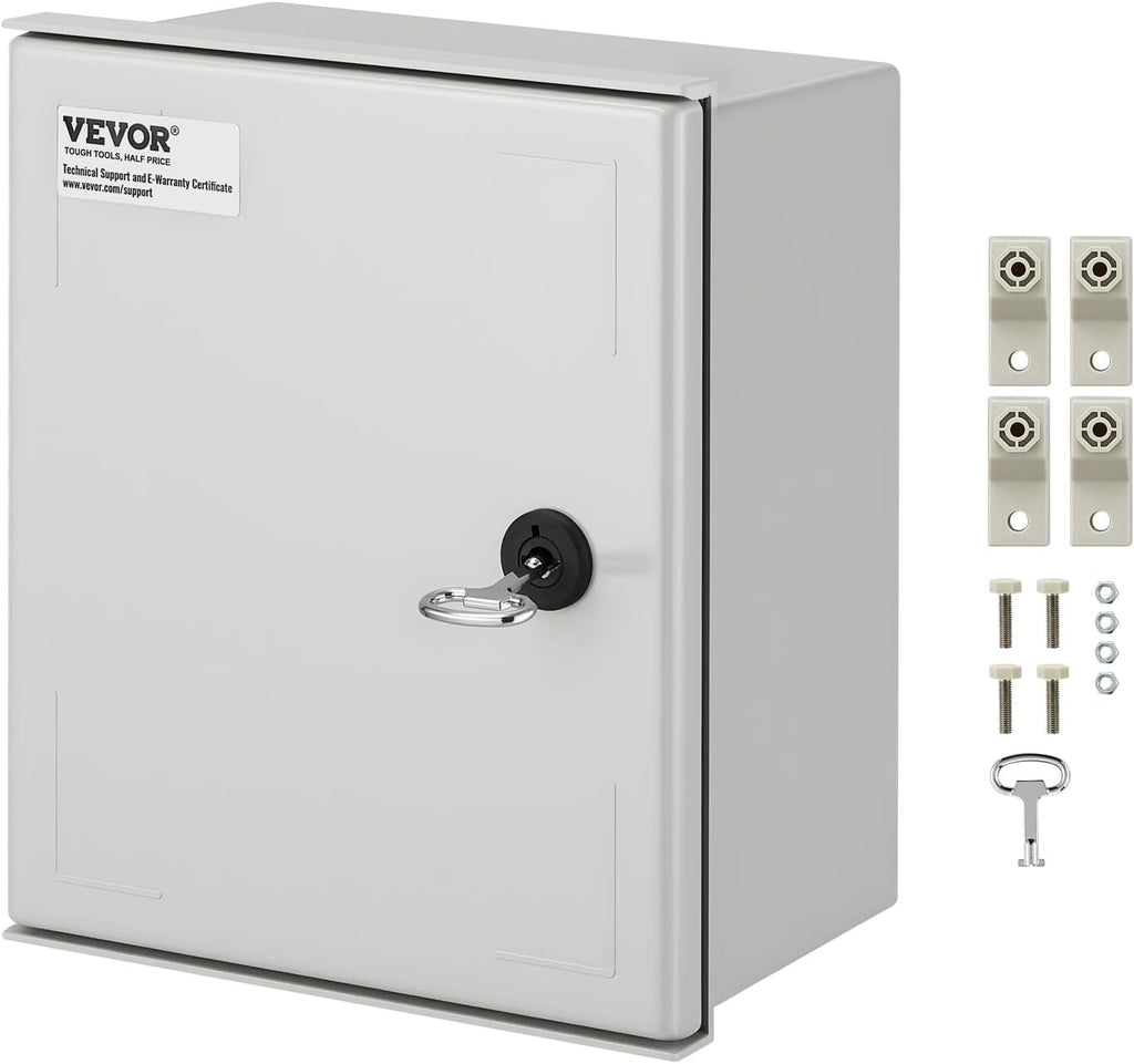 VEVOR Electrical Enclosure Box, 12'' ×10'' ×6'', Fiberglass Junction Box, IP66 Waterproof & Dustproof, Outdoor Electrical Box, with Mounting Plate