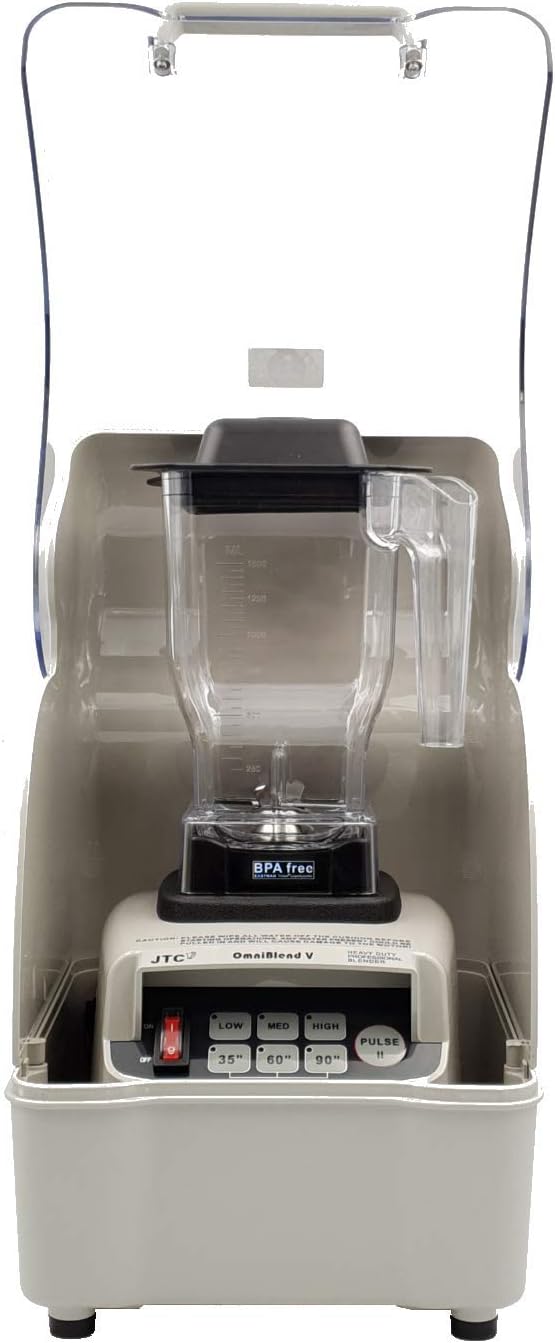 OmniBlend Omni-Q Gray Edition Commercial Blender with Full Sound Enclosure Shield, Quiet Heavy Duty 3-Speed