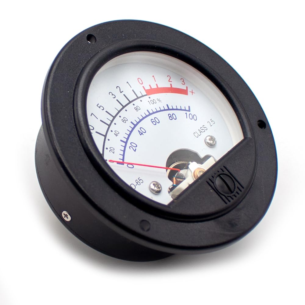 Round Black Analog Meter, Head Retro Dial VU Meter Level Meter Voltmeter with Yellow Backlight SD-65