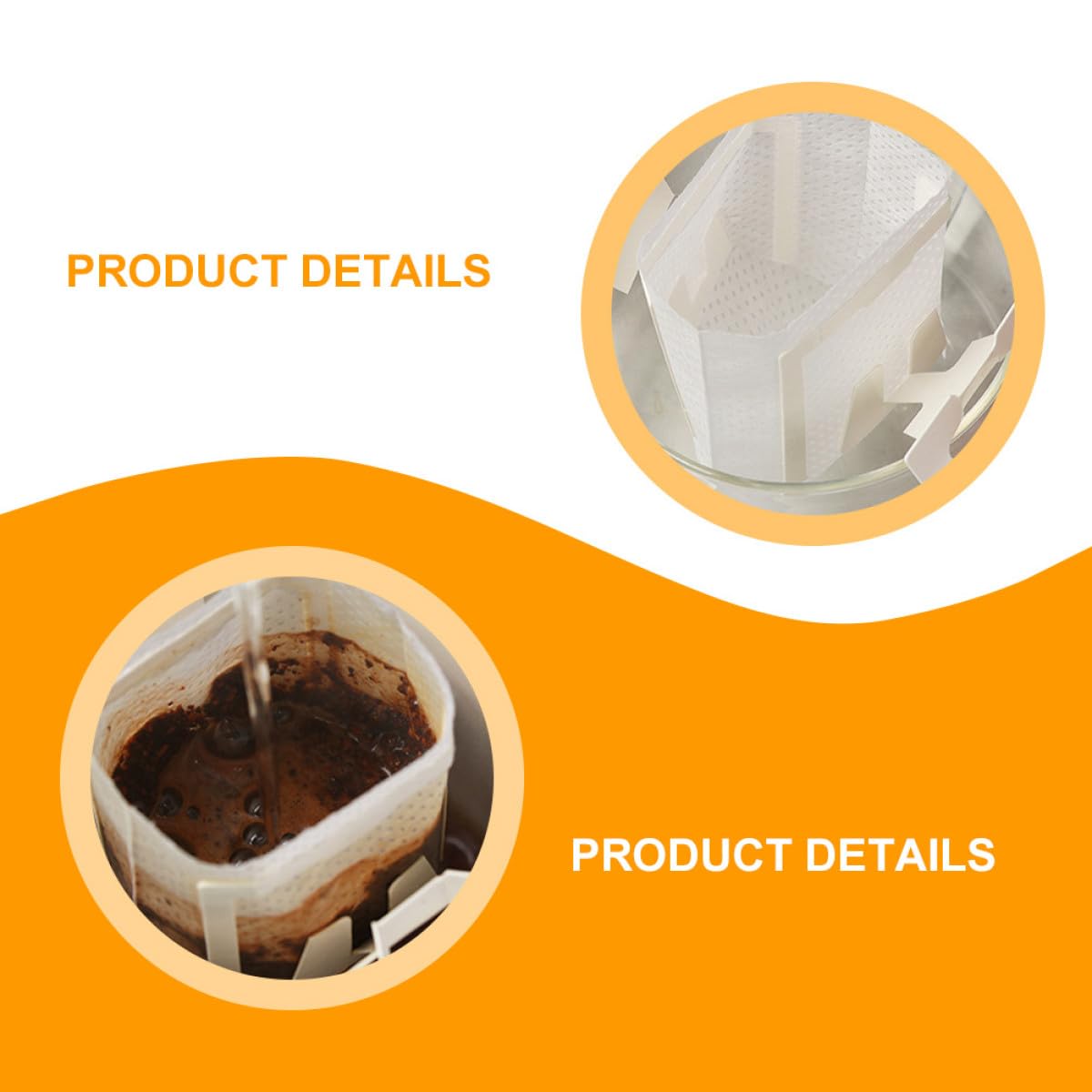 50pcs Hanging Ear Drip Coffee Filter Bags for Cups, Non Woven White