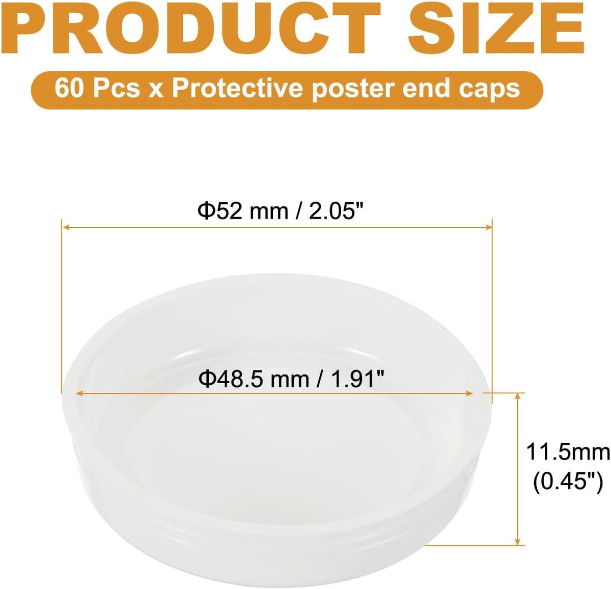 60 Pcs Mailing Tube Plastic End Caps 2" ID PE Round Cardboard Shipping Tube Lids White Protective Poster End Caps for