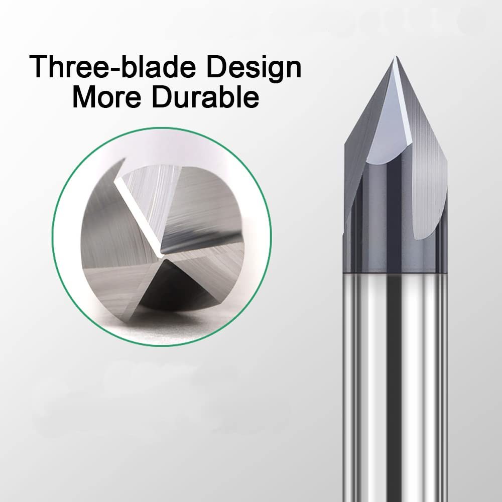 4Pcs Carbide Chamfer End Mill V Groove Router Bit 60 Degree and 90 Degree