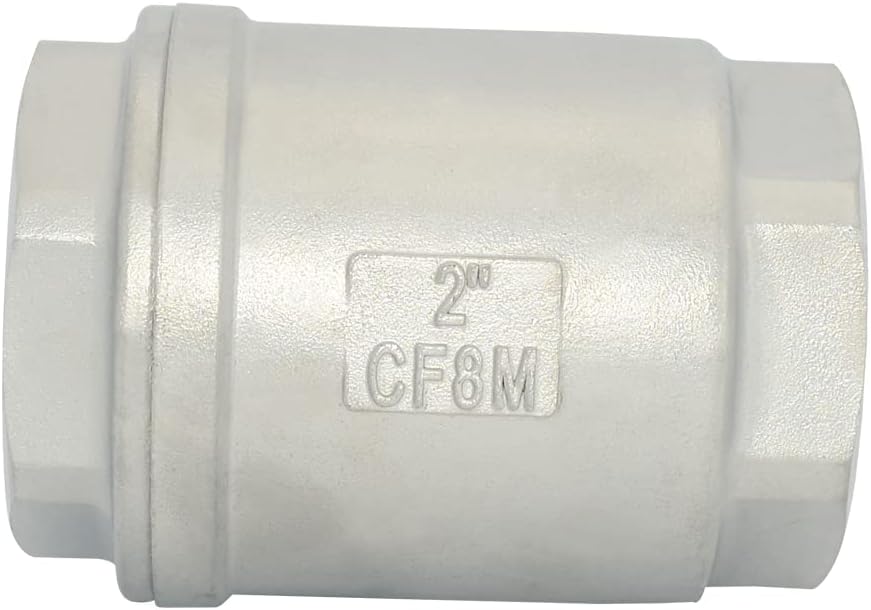 NPT Female WOG1000 Check Valve,Vertical Check Valve,NPT Spring Loaded in-line Low Cracking Pressure,Stainless Steel SS316 CF8M (2")