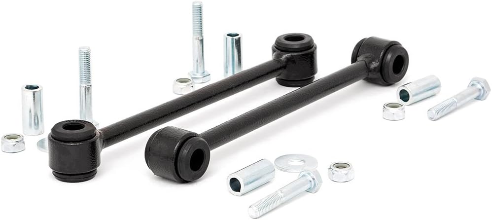 Rough Country Rear Sway Bar Links for 1997-2006 Jeep Wrangler TJ | 4-6" - 1015,Black