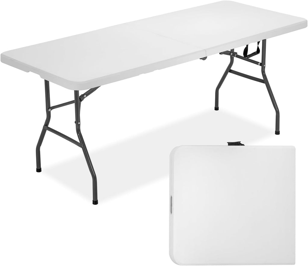 6FT Folding Table | White | Portable Plastic Table