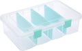 Clear Plastic Dividing Storage Box with 4 Compartments Adjustable Storage Bin with Lid Plastic Craft Storage