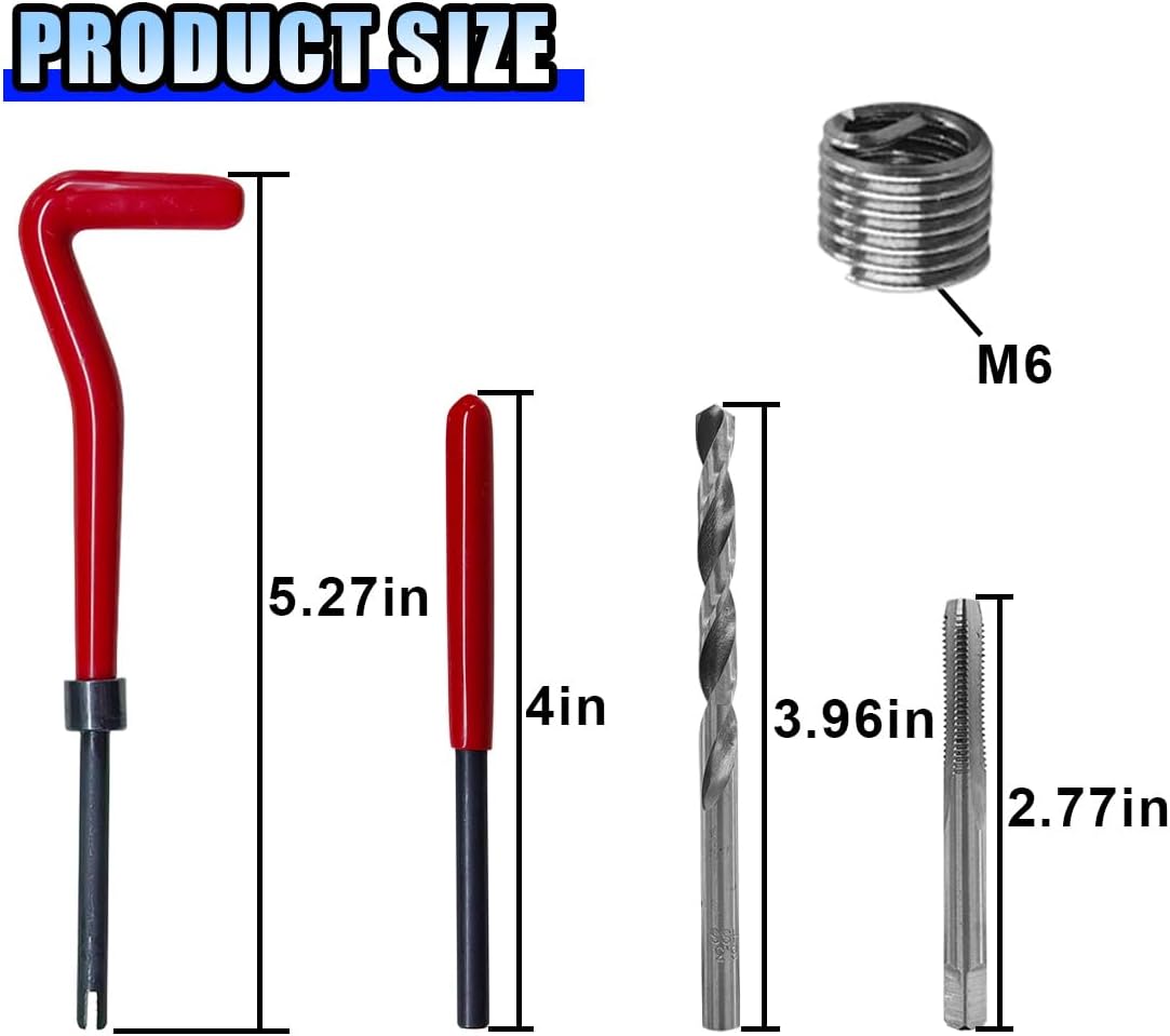 BDZMC 30PCS M6 Thread Repair Insert Kit, Metric Helicoil Kit (M6 x 1.0)