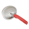 6-Ring Stainless Steel Curry Comb, Reversible Livestock Grooming Brush with Serrated Edge, Ergonomic Red Handle for