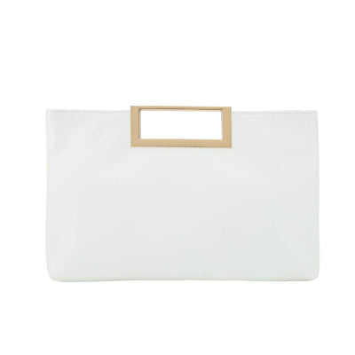 Fashion PU Leather Handbag Stylish Women Convertible Clutch Purse (White)