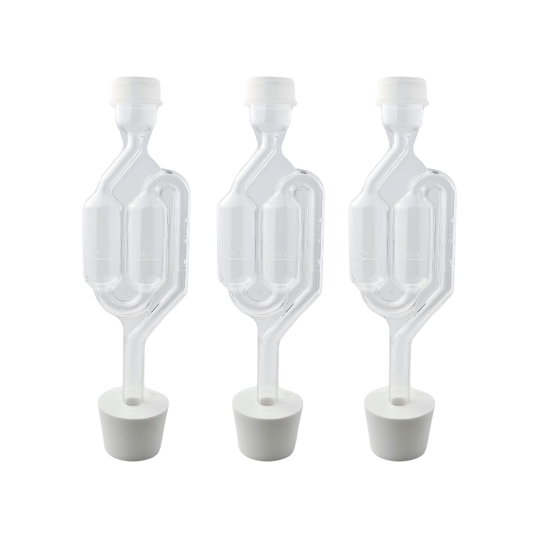 Airlocks for Fermenting (Set of 3) | Bubble Airlock for Wine Making and Beer Making | BPA-Free S-Shaped | Used for