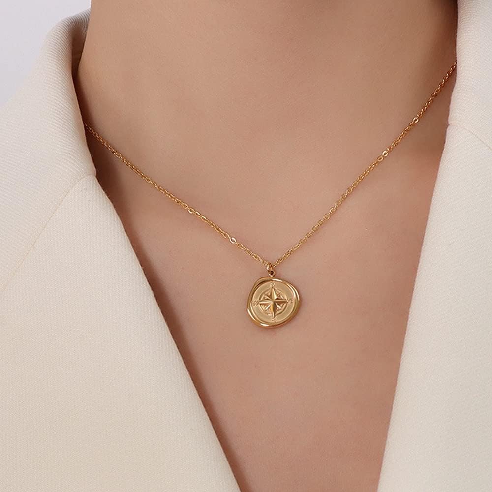 Jewelers Stainless Steel Compass Style Charm Wedding Promise Statement Collar Necklace