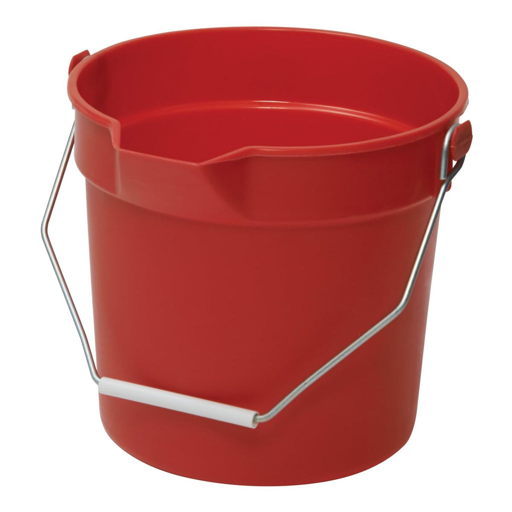 10 qt Red Heavy-Duty Plastic Bucket/Utility Pail with Pour Spout
