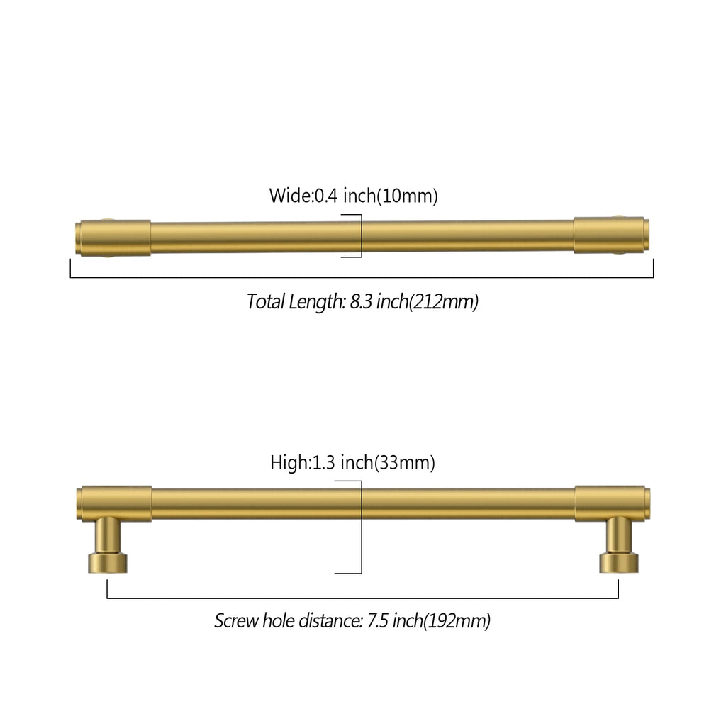Vibrant Brushed Moderne Brass Cabinet Pulls,7.5 Inch,10 Pack