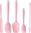 5 Piece Pink Silicone Spatula Set, Heat Resistant Rubber Spatulas Set, Silicone Kitchen Utensils Set Dishwasher Safe
