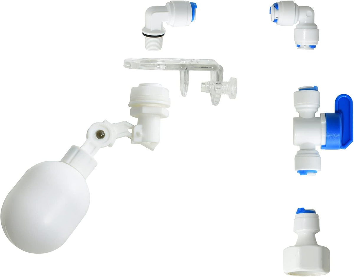 1/4 inch Plastic Adjustable Tube Float Valve Kit (1 Float + 5 Connect)