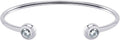 Stainless Steel Open Cuff Bangle CZ Bead Bracelet for Women & Ladies