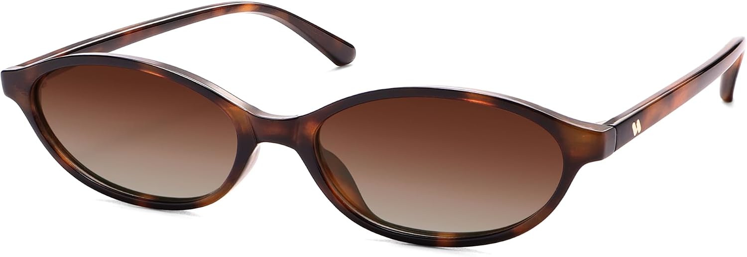 Polarized Retro Oval Sunglasses for Women Y2k 2000s Cateye AR82382 | 90s Narrow Round Skinny Frame,Lightweight Cute