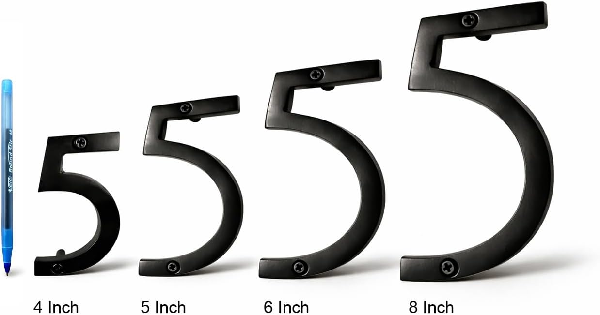 Floating House Numbers, 5 inch Aluminum Black House Numbers for Outside - Number 3, Door Numbers with Mounting Hardware