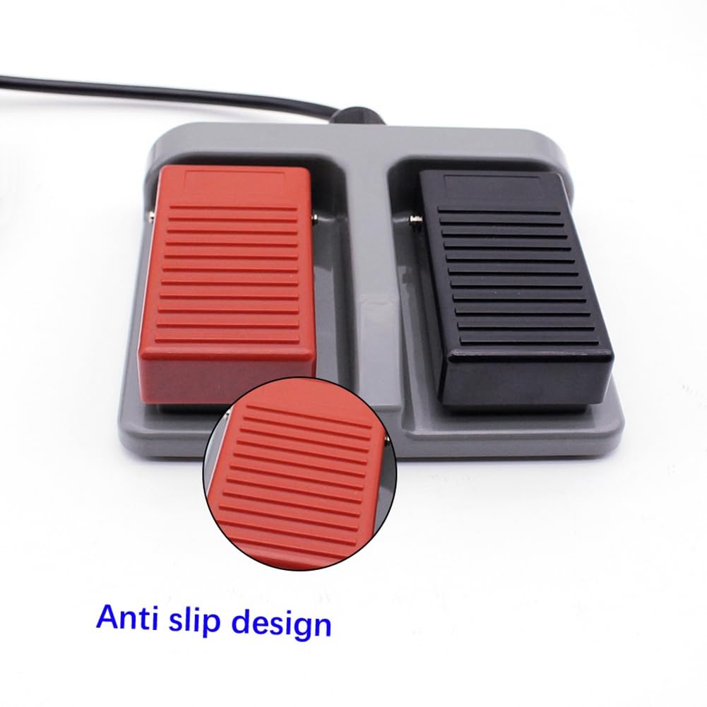 Bloepum Foot Switch MDFS-65 Double Foot Pedal Self-Reset 3A 220VAC Wire