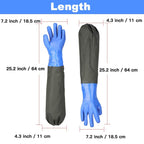25" Long Rubber Gloves for Waterproof Pond Gloves for Cleaning -Large