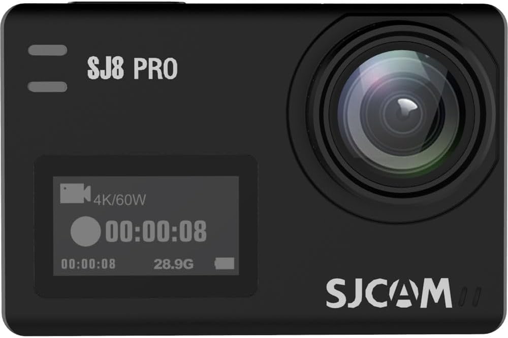 SJ8 Pro 4K UHD Action Camera | Touchscreen Gyro Stabilization Cam with Dual Screens Waterproof Case External Mic