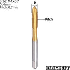 Burkit 2pcs M4 Titanium Coated Spiral Point Tap