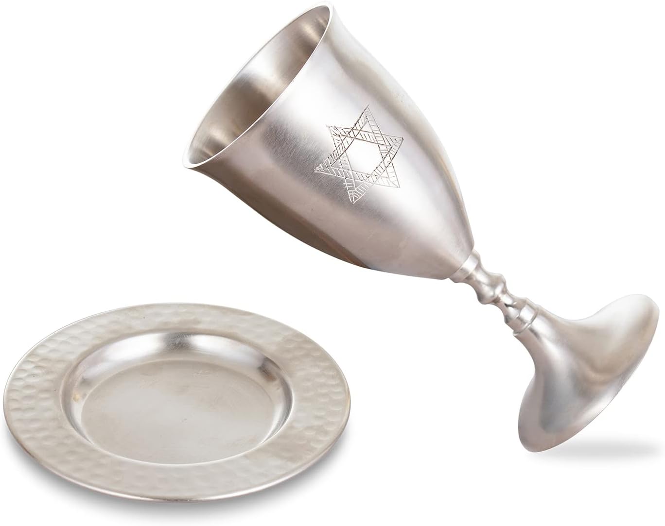 Elegant Traditional Star of David Kiddush Wine Cup with Brass Satin Finish - Perfect for Shabbat, Holidays, Havdalah