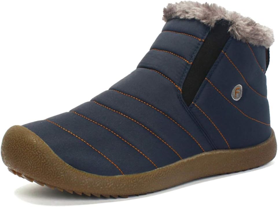 Men's Women's Snow Boots Waterproof Fur Lined Slip On Ankle Boots Cotton Insulated Warm Winter Footwear Anti Slip