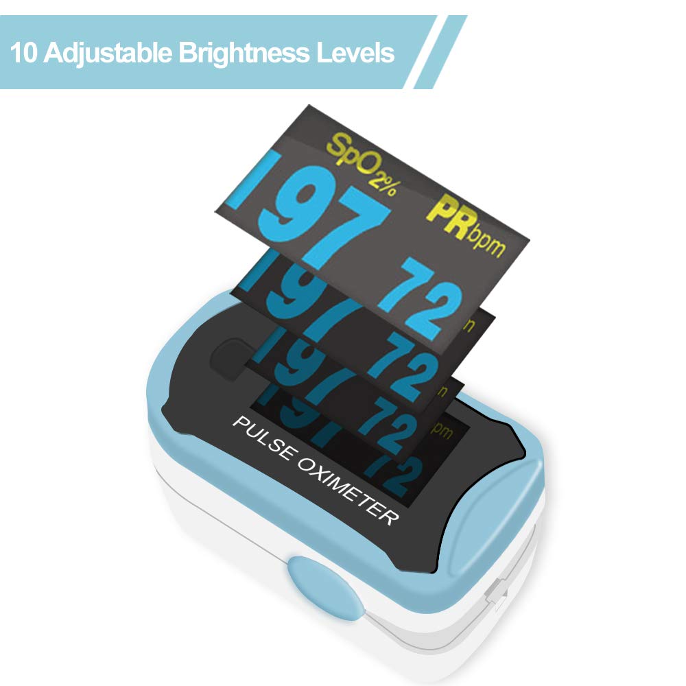 Fingertip Pulse Oximeter: SpO2 Blood Oxygen Saturation Meter and Heart Rate Monitor - Portable OLED Rotatable Display