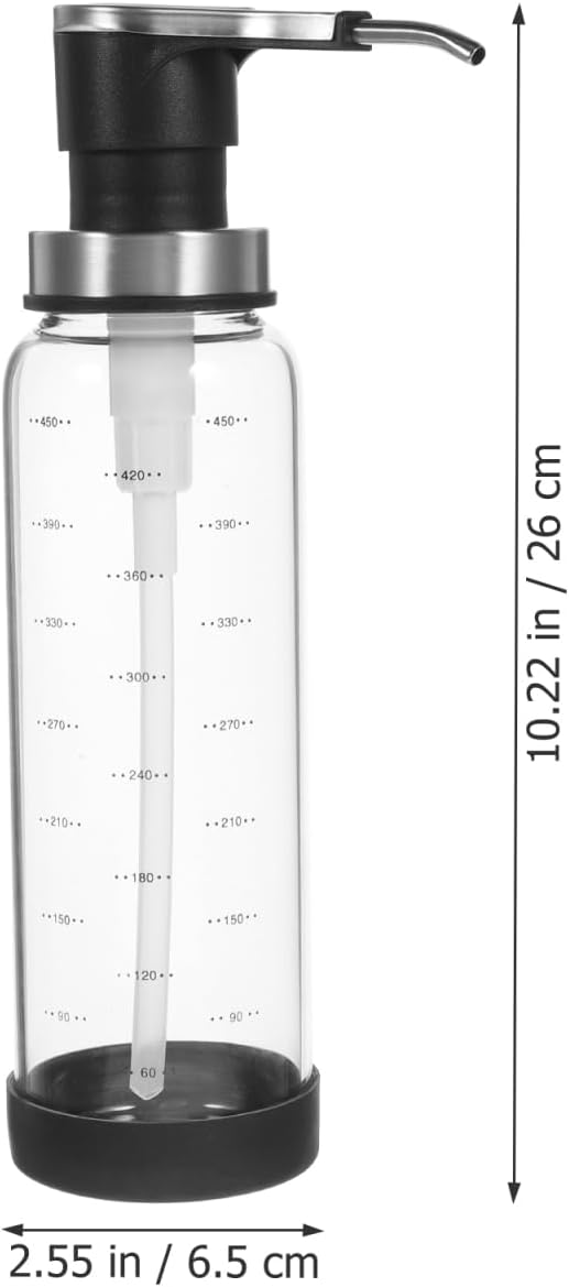 Glass Syrup Pump Bottle Refillable Honey Pump Dispenser for Syrup Ketchup Jam Empty Condiment Jar for Kitchen Storage