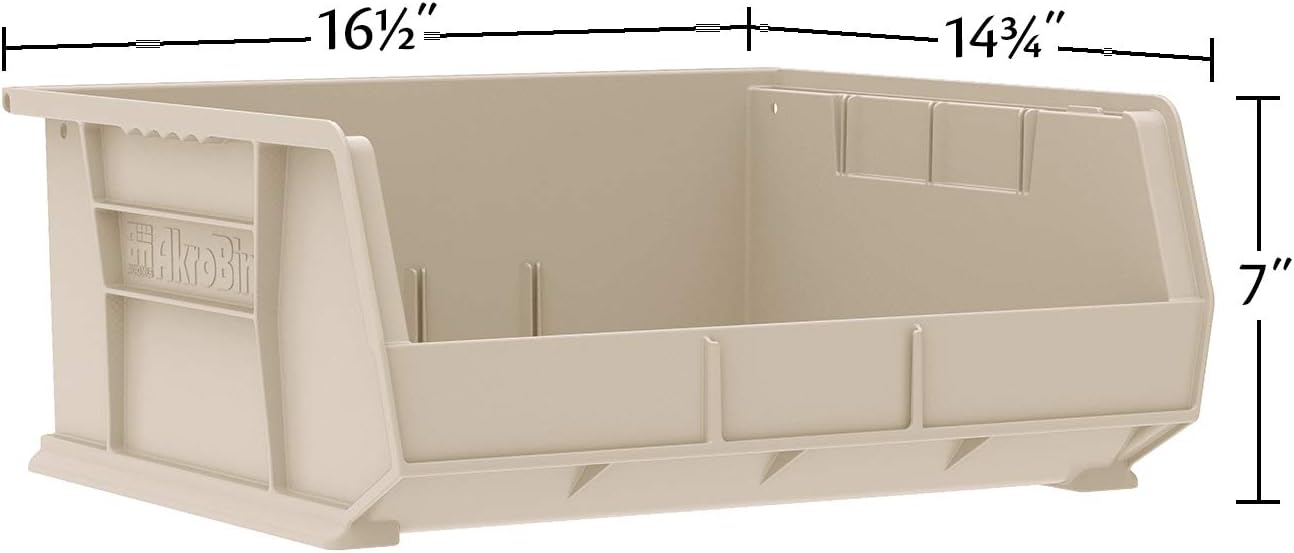 30250 AkroBins Plastic Storage Bins, 15"x16"x7", Black, 6-Pack | Space-Saving Stackable Bins for Garage, Pantry