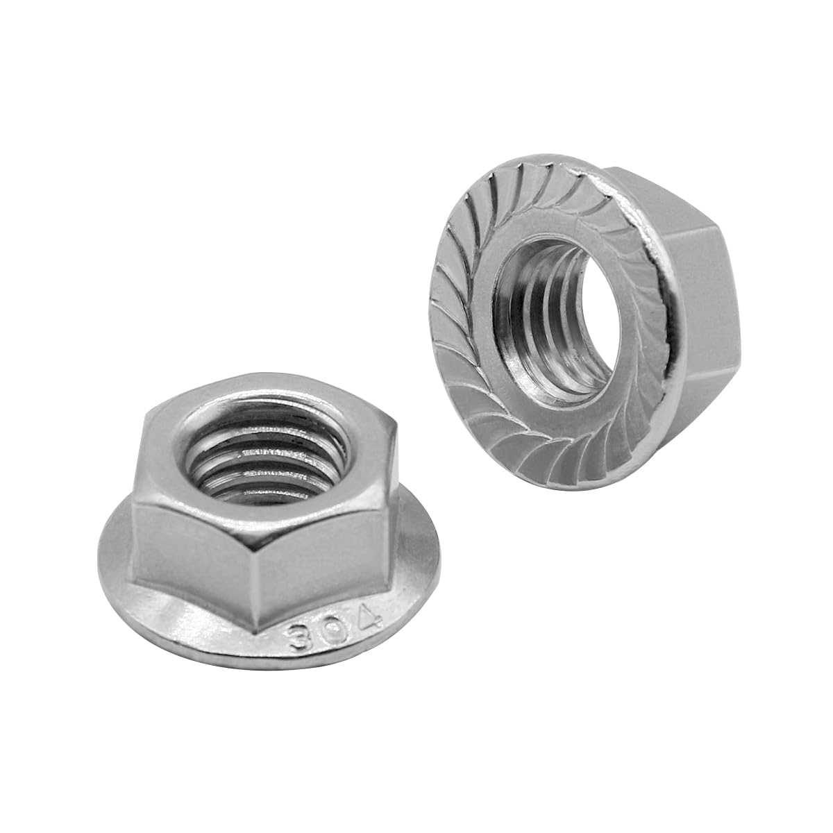 Beduan 30PCS M6*1.0 Serrated Flange Hex Lock Nuts Bright Finish