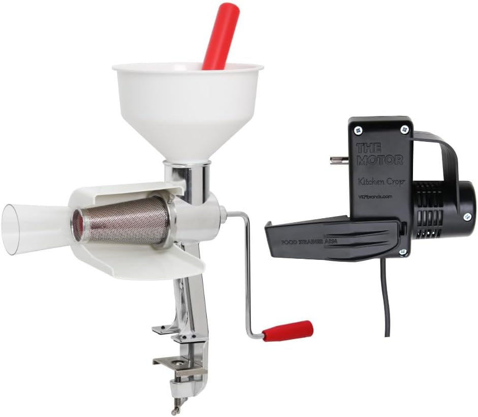 Johnny Apple Sauce Maker, Tomato Sauce Maker, Remove Skins & Seeds From Produce, Model 250 Clamp Based Food Strainer