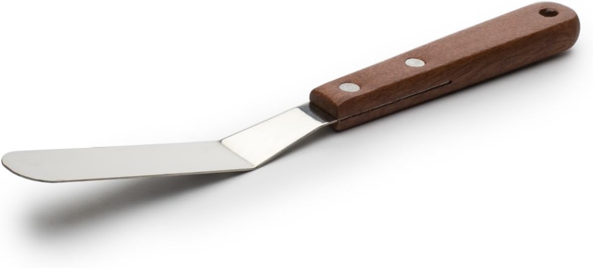 Offset Icing Spatula, 4.25-Inch Stainless Steel Blade, Wood Handle, Metallic