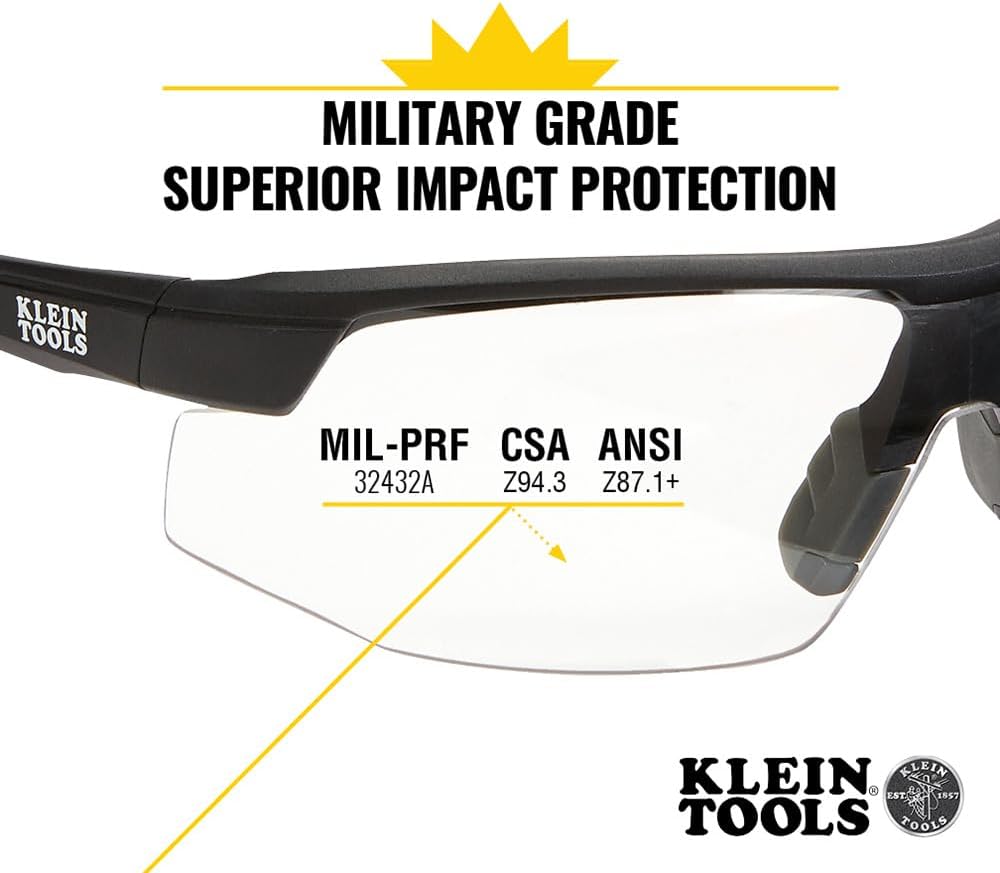 60159 Safety Glasses, PPE Protective Eyewear with Semi Frame, Scratch Resistant and Anti-Fog, Clear Lens