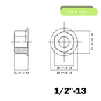 1/2"-13 Flange Nuts, 304 Stainless Steel Serrated Flange Hex Lock Nuts, 5Pcs-Pack
