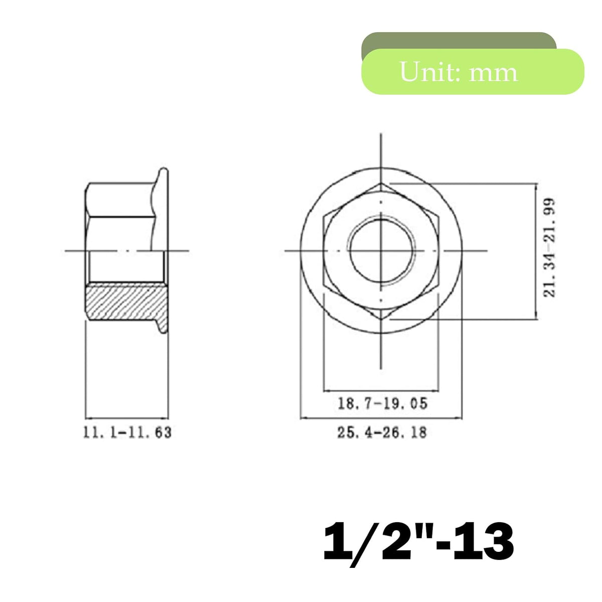 1/2"-13 Flange Nuts, 304 Stainless Steel Serrated Flange Hex Lock Nuts, 5Pcs-Pack