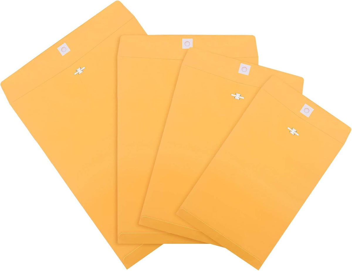 50 Pcs 4 Sizes Clasp Envelopes Kraft Clasp Envelope, Yellow