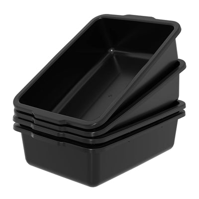 4-Pack 35 L Black Plastic Bus Tub/Bus Box, Large Wash Basin Dish Tub | Dish Bus Box for Restaurants and Kitchens