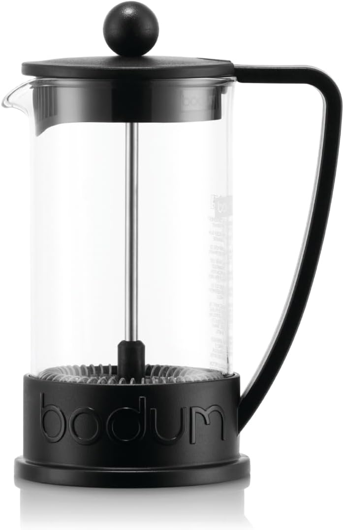 12oz Brazil French Press Coffee Maker, High-Heat Borosilicate Glass, Black - Made in Portugal