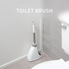 Toilet Brush with Caddy, Stainless Steel, White