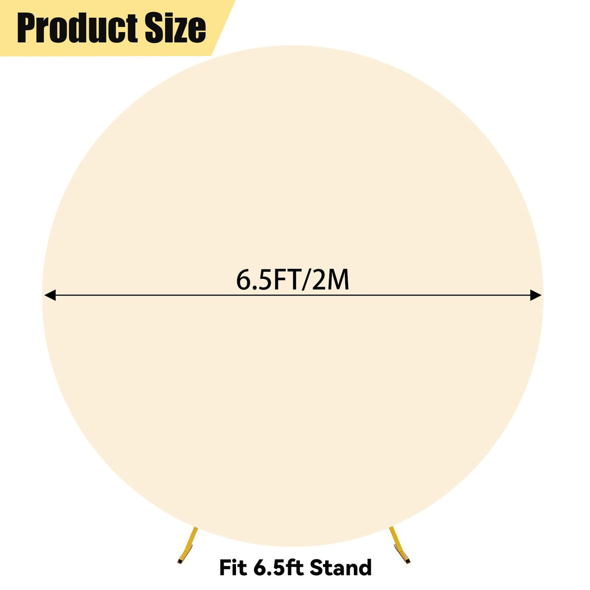 6.5FT Beige Round Backdrop Cover, Circle Arch Backgound Stand Cover