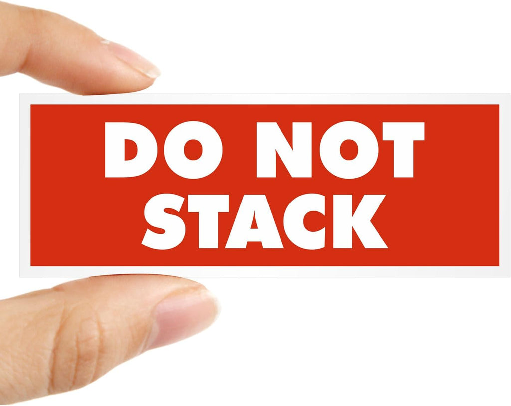 'Do Not Stack' Packing Labels - 500/Roll, 1.5 x 4 inch, 4.5 mil Coated Paper with Permanent Adhesive Backing