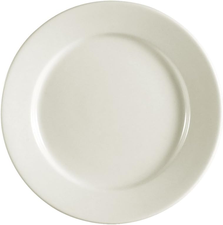 REC-6 Rolled Edge 6-1/2-Inch Stoneware Round Plate, American White, Box of 36