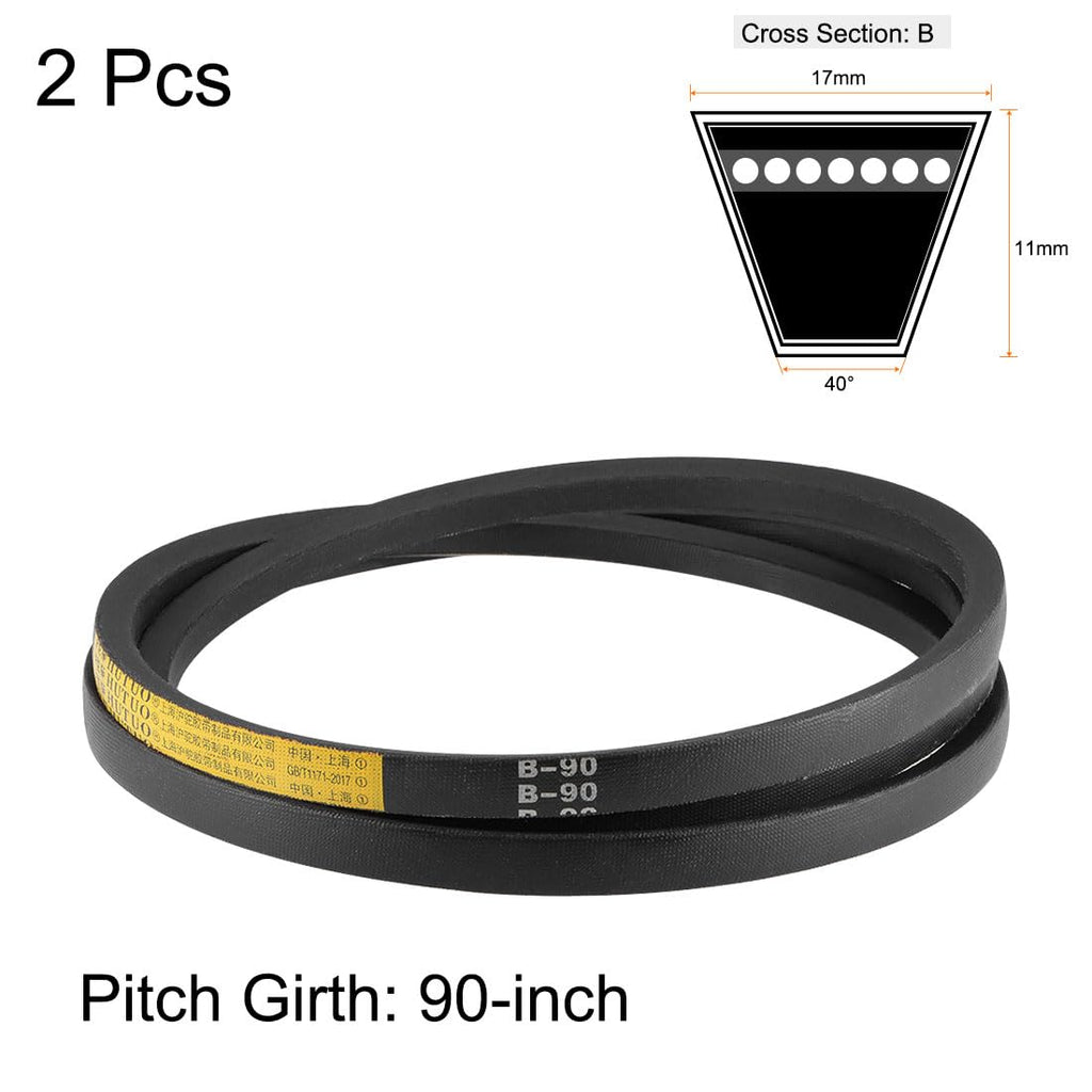uxcell B90 V-Belts 90" Pitch Length, B-Section Rubber Drive Belt 2pcs